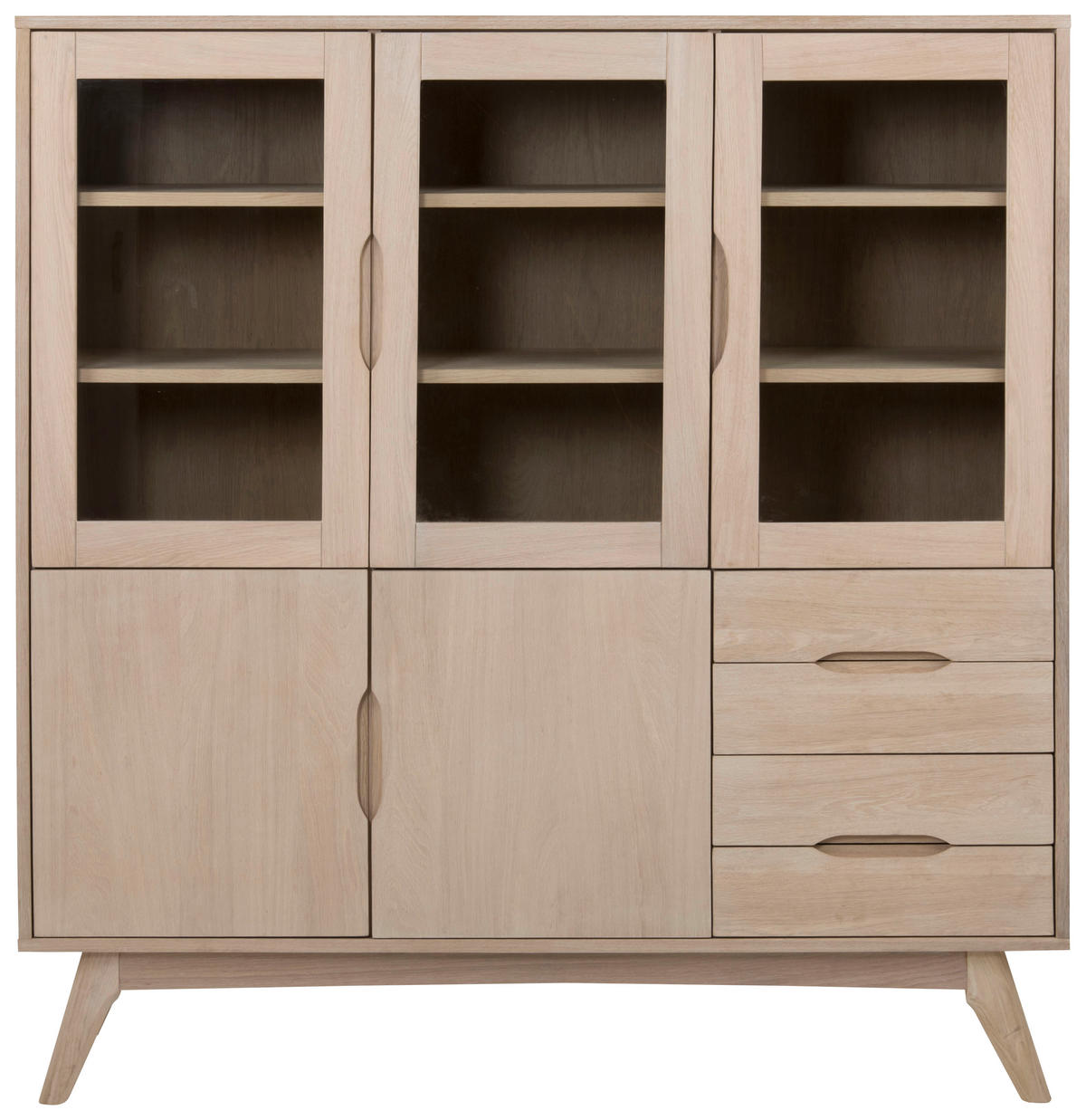 VITRINA, furnirano hrast barve hrasta - barve hrasta, Moderno, steklo/les (140/148/40cm) - MID.YOU