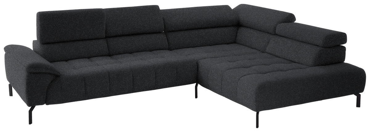 ECKSOFA in Chenille Anthrazit  323/222 cm  - Anthrazit/Schwarz, Design, Textil/Metall (323/222cm) - Beldomo Style