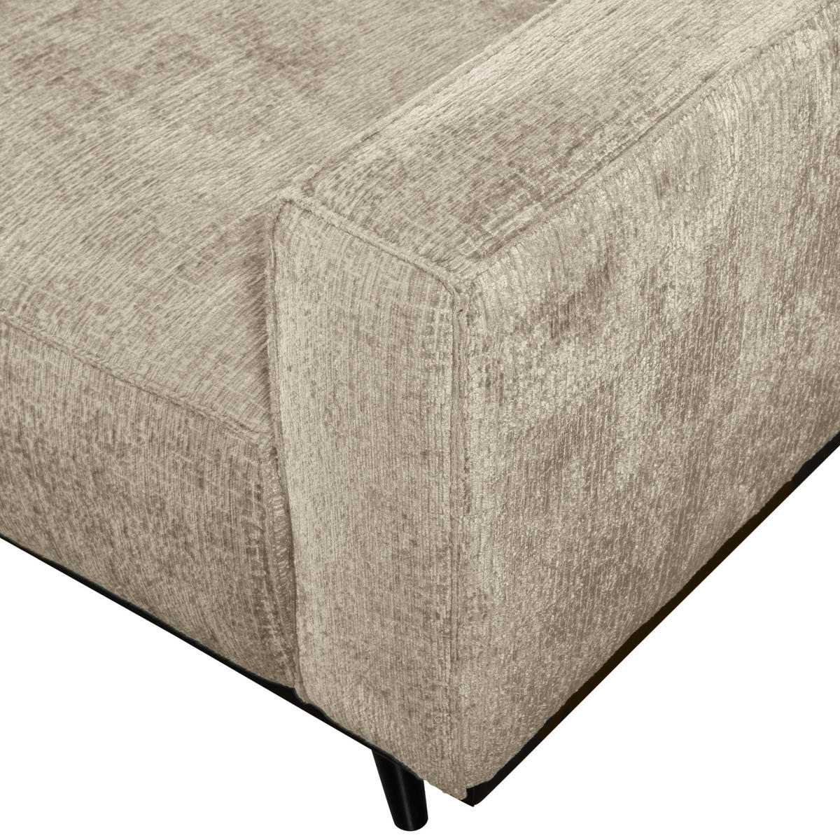 3-SITZER-SOFA Statement Samt Naturfarben  - Schwarz/Naturfarben, Design, Holz/Textil (230/77/93cm) - Livetastic