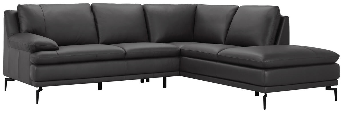 ECKSOFA Grau Echtleder  - Grau, Design, Leder (248/221cm) - MID.YOU