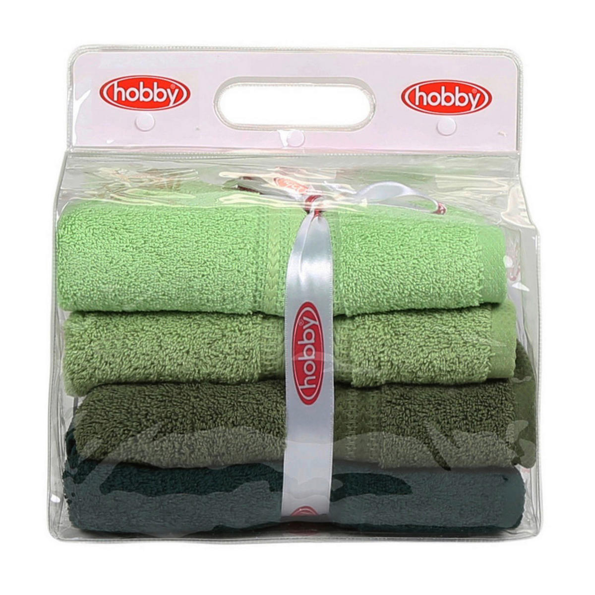 HANDTUCHSET Grün, Dunkelgrün, Hellgrün, Olivgrün  - Dunkelgrün/Hellgrün, Basics, Textil (50/90cm)
