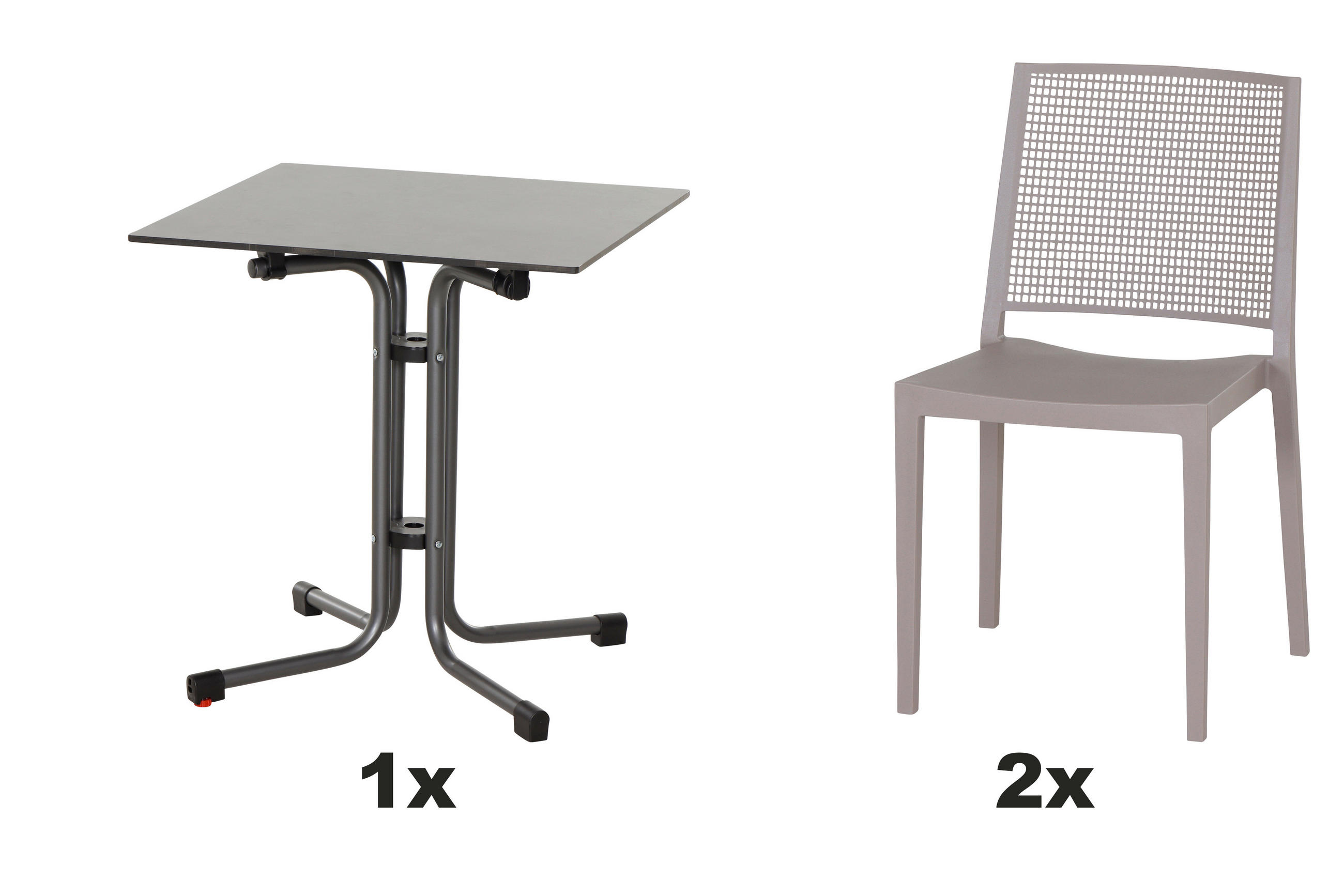 GARTENGARNITUR 3-teilig 3-teilig  - Taupe/Anthrazit, Basics, Kunststoff/Metall (65/80/65cm) - Siena Garden