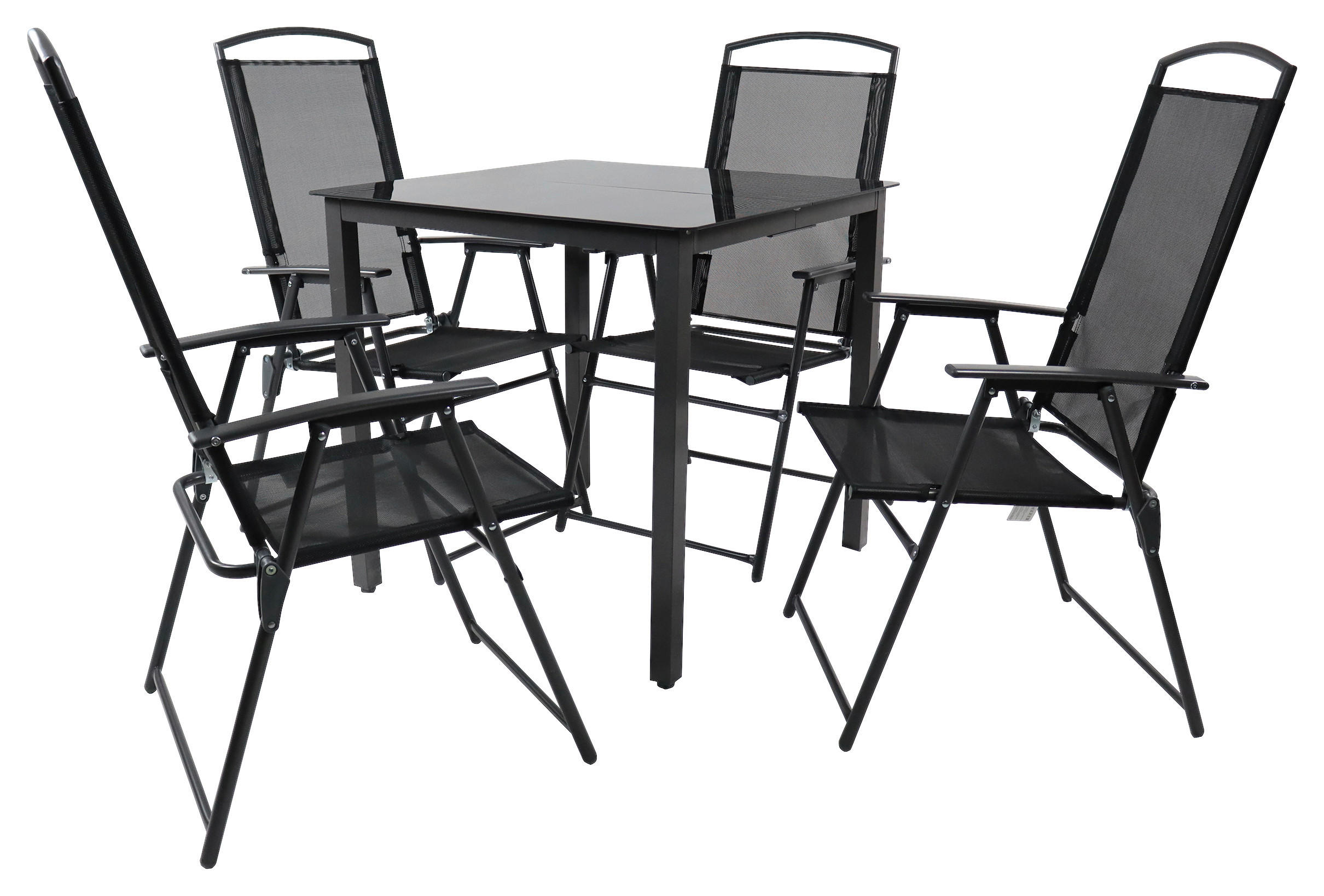GARTENTISCHGRUPPE Aluminium  - Anthrazit/Schwarz, Basics, Glas/Textil - Gardenson