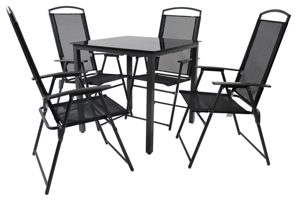 GARTENTISCHGRUPPE  - Anthrazit/Schwarz, Basics, Glas/Textil - Gardenson