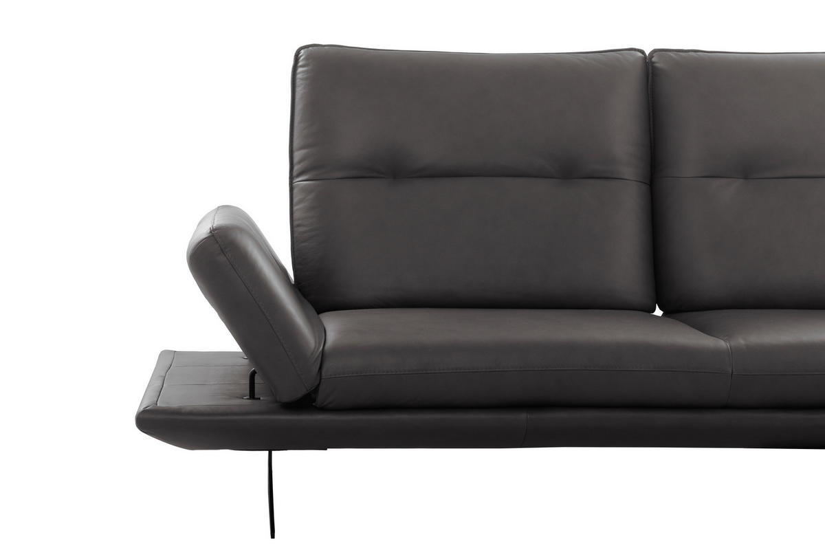 3-SITZER-SOFA 238/95/107 cm  in Echtleder Dunkelgrau   - Dunkelgrau/Schwarz, Design, Leder/Metall (238/95/107cm) - Celina Home