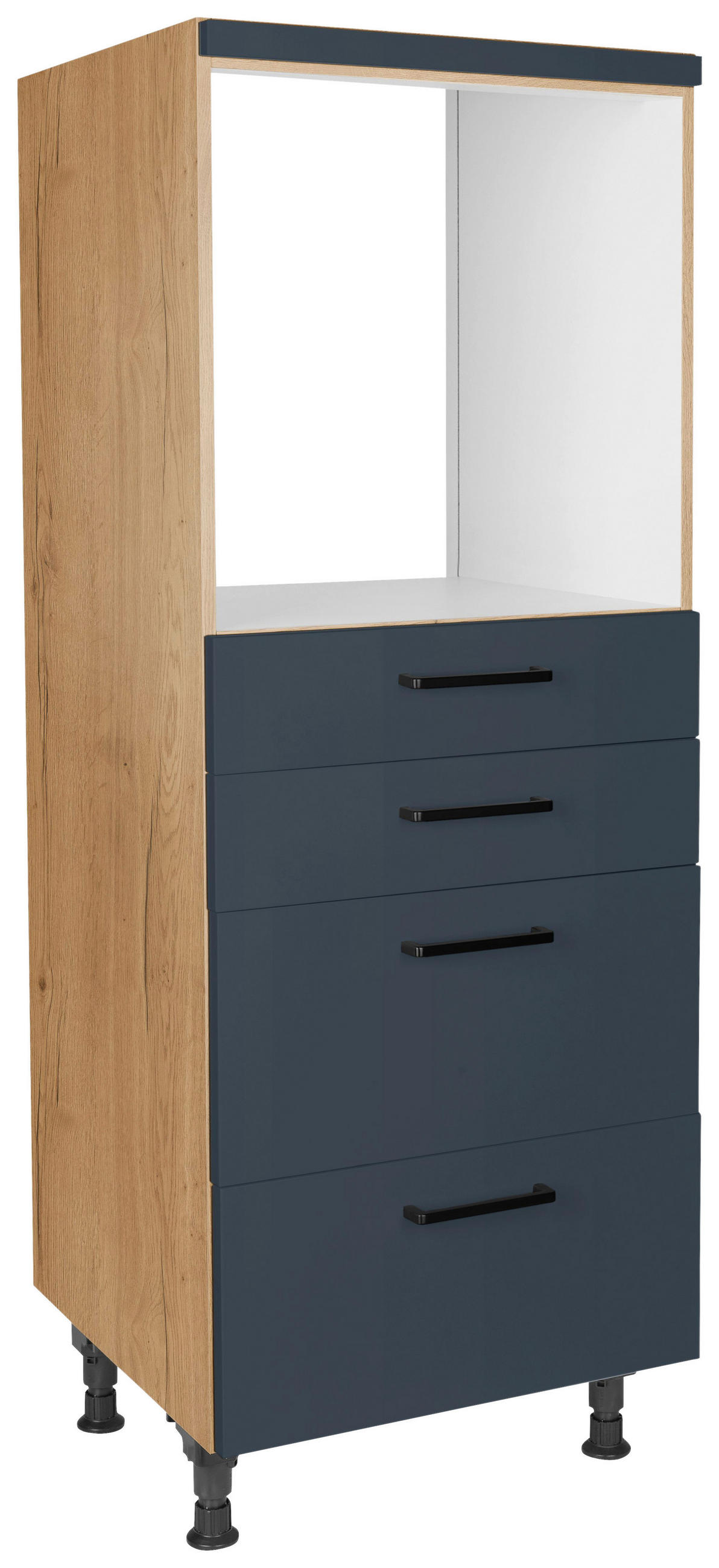 Nobilia Geräteumbauschrank Easytouch Blau, Eiche 60x168x58 cm