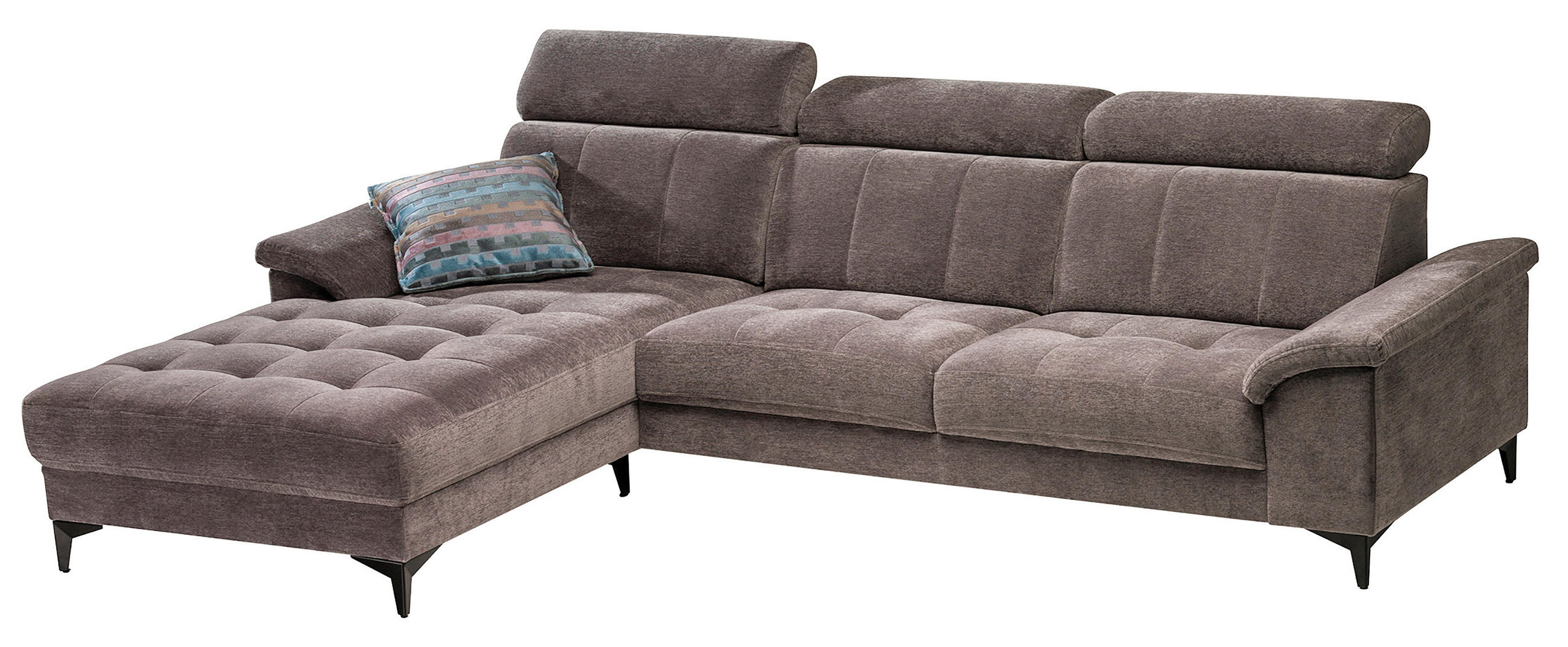 SEDEŽNA GARNITURA, flis rjava  - rjava, Konvencionalno, tekstil/les - Milax