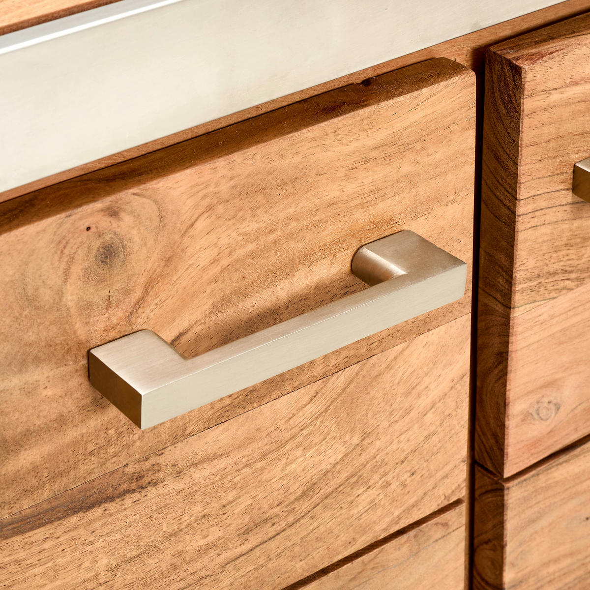 KOMMODE  in 100/85/40 cm  - Silberfarben/Akaziefarben, KONVENTIONELL, Holz/Metall (100/85/40cm) - Livetastic