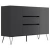 SIDEBOARD Posseik Industrial 140/93,6/42 cm 3 Schublade(n)  - Graphitfarben/Schwarz, Design, Holzwerkstoff/Metall (140/93,6/42cm) - P & B