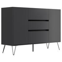SIDEBOARD Posseik Industrial 140/93,6/42 cm 3 Schublade(n)  - Graphitfarben/Schwarz, Design, Holzwerkstoff/Metall (140/93,6/42cm) - P & B