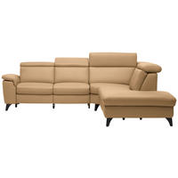 ECKSOFA in Echtleder Honig  - Schwarz/Honig, Design, Leder/Metall (285/239cm) - Cantus