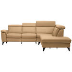 ECKSOFA in Echtleder Honig  - Schwarz/Honig, Design, Leder/Metall (285/239cm) - Cantus