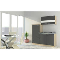 KÜCHENBLOCK 160 cm   in Eichefarben  - Edelstahlfarben/Eichefarben, Basics, Holzwerkstoff/Metall (160cm) - Respekta