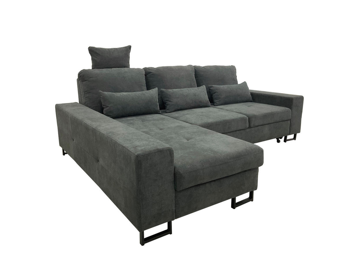 SJEDEĆA GARNITURA tekstil  tamno siva   - tamno siva/crna, Moderno, tekstil/metal (192/260cm)