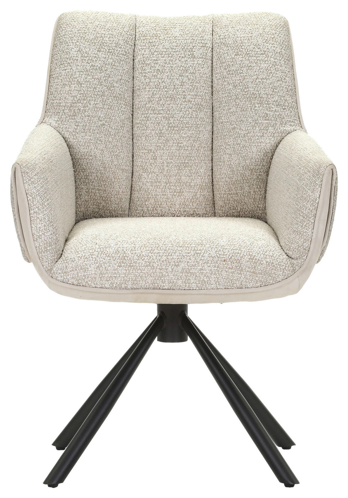 ARMLEHNSTUHL  Wippfunktion, Sitzfläche 360° drehbar, automatische Rückholfunktion Chenille, Mikrofaser  Beige  - Beige/Schwarz, Design, Textil/Metall (62/87/64cm) - Novel