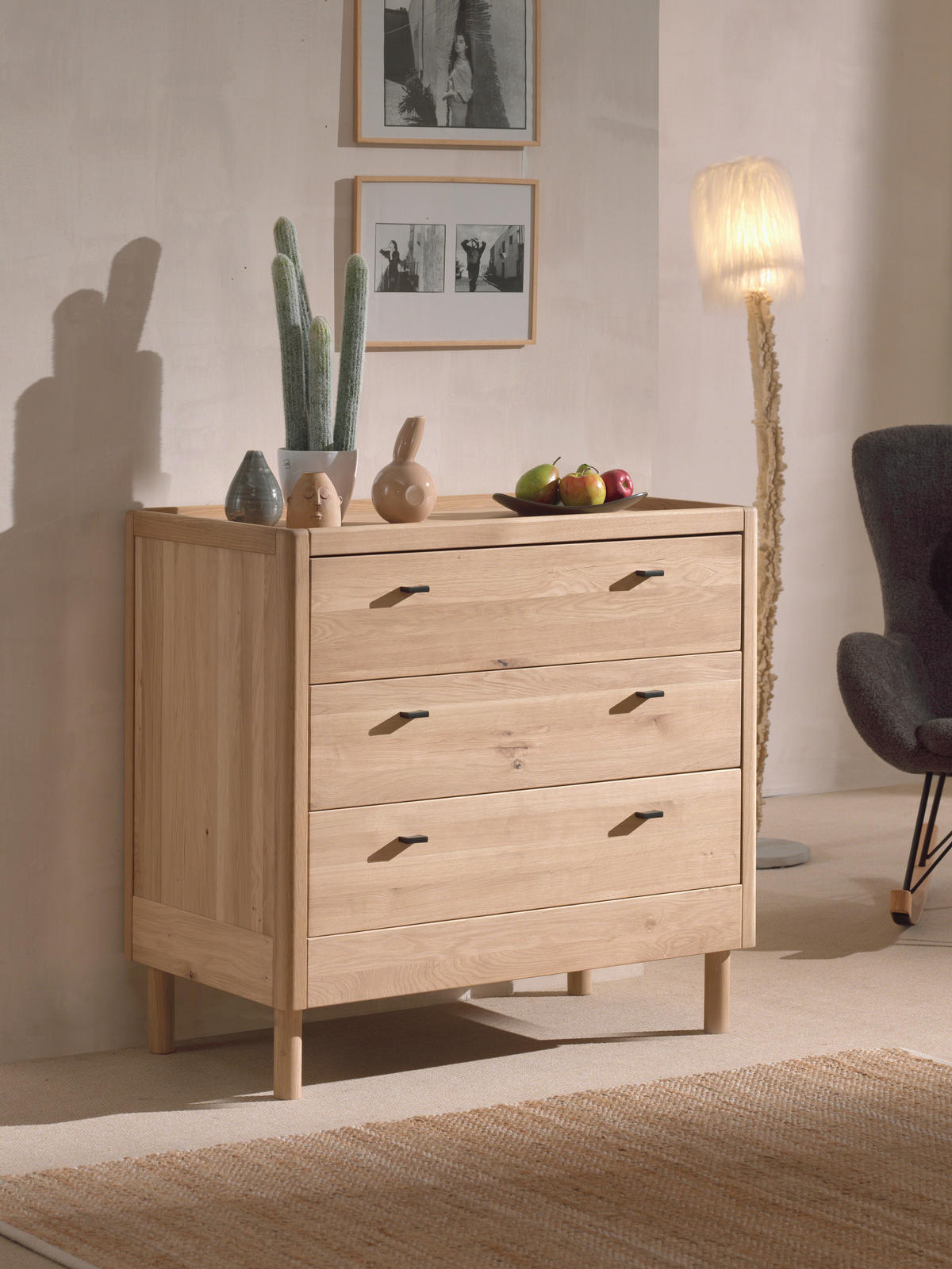 WICKELKOMMODE Eichefarben  - Eichefarben/Schwarz, MODERN, Holz/Metall (100/95/55cm) - MID.YOU