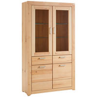 VITRINE teilmassiv Wildkernbuche Buchefarben  - Silberfarben/Buchefarben, Natur, Glas/Holz (112/195/40cm) - Cantus
