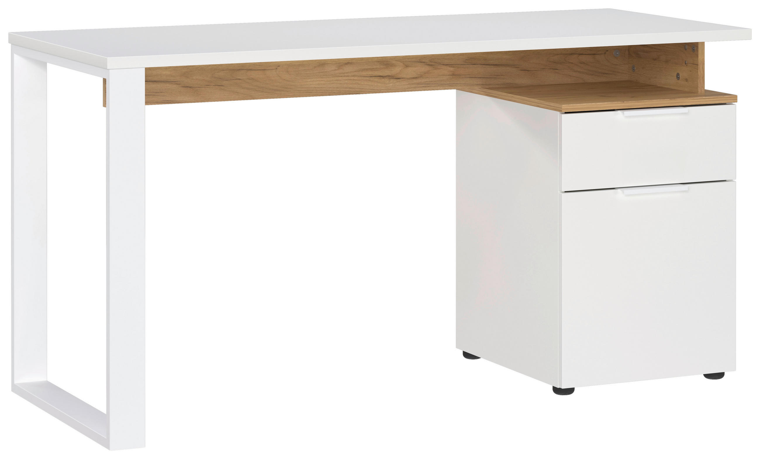 SCHREIBTISCH 140/61/74 cm  in Weiß, Eichefarben  - Eichefarben/Weiß, MODERN, Holzwerkstoff/Metall (140/61/74cm) - Germania