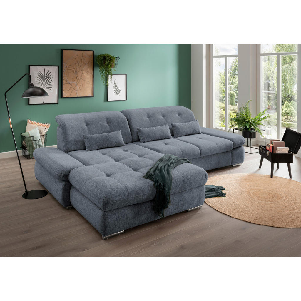 Thumbnail - Livetastic Ecksofa, Hellblau, Textil, Kiefer, Uni, 4-Sitzer, Füllung: Schaumstoff, L-Form, 300x196 cm, Made in EU, Liege...