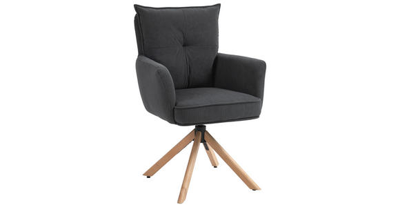 ARMLEHNSTUHL in Cord - Anthrazit/Buchefarben, Design, Holz/Textil (60/95/67cm) - Novel