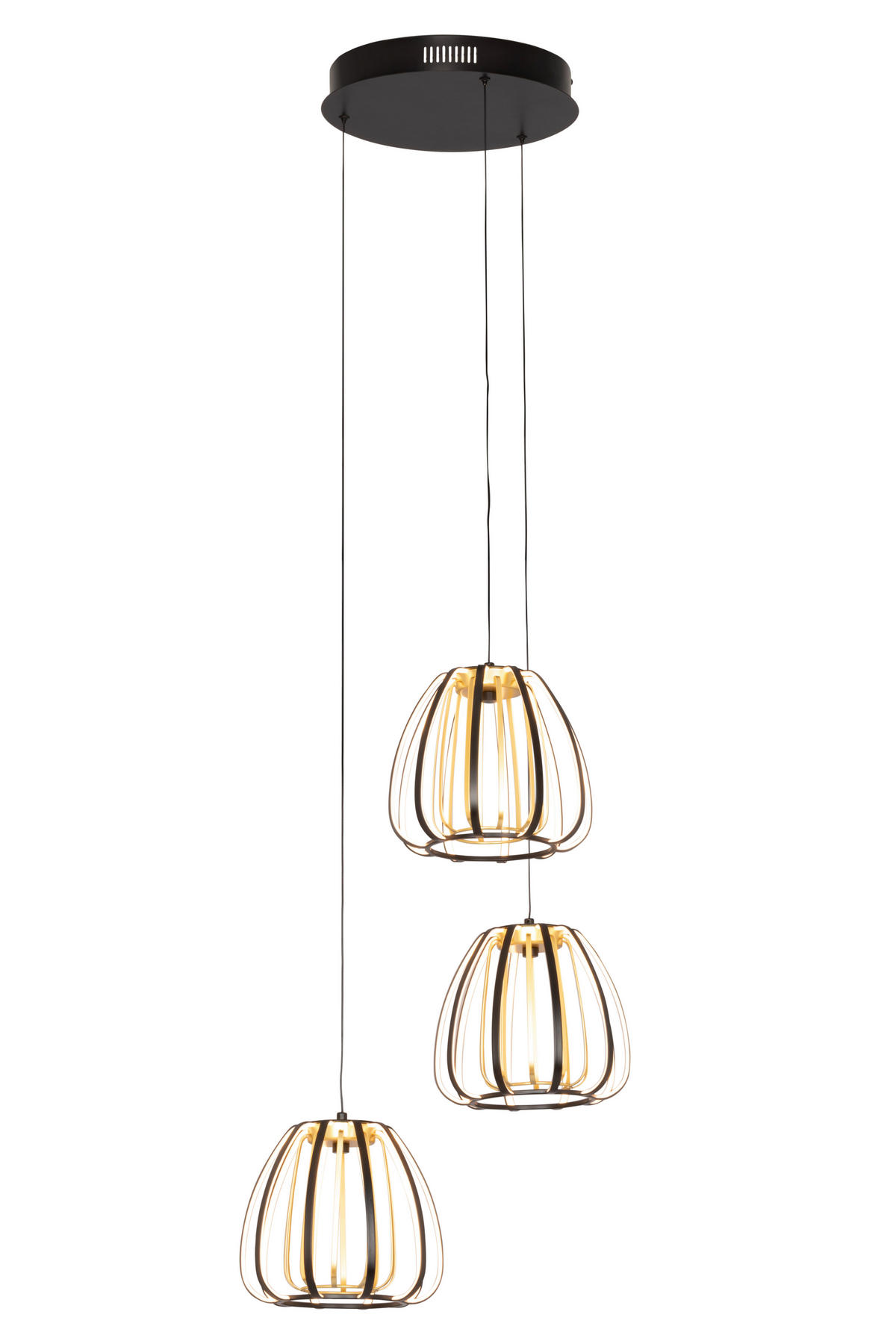 ZÁVESNÉ LED SVIETIDLO, 49/23/150 cm  - čierna/zlatá, Design, kov/plast (49/23/150cm) - Novel