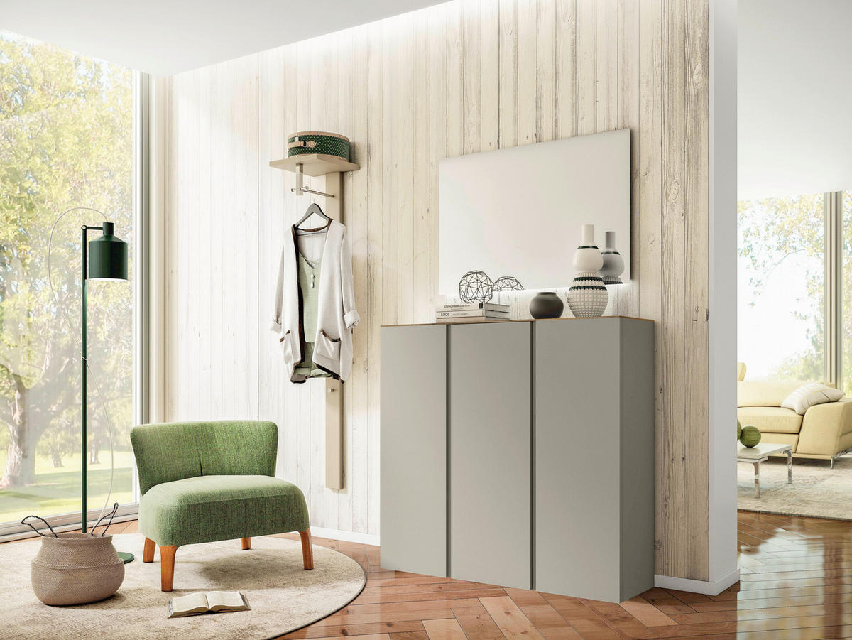 SCHUHSCHRANK 121/111/33 cm  - Taupe/Eichefarben, Design, Holzwerkstoff (121/111/33cm) - Moderano