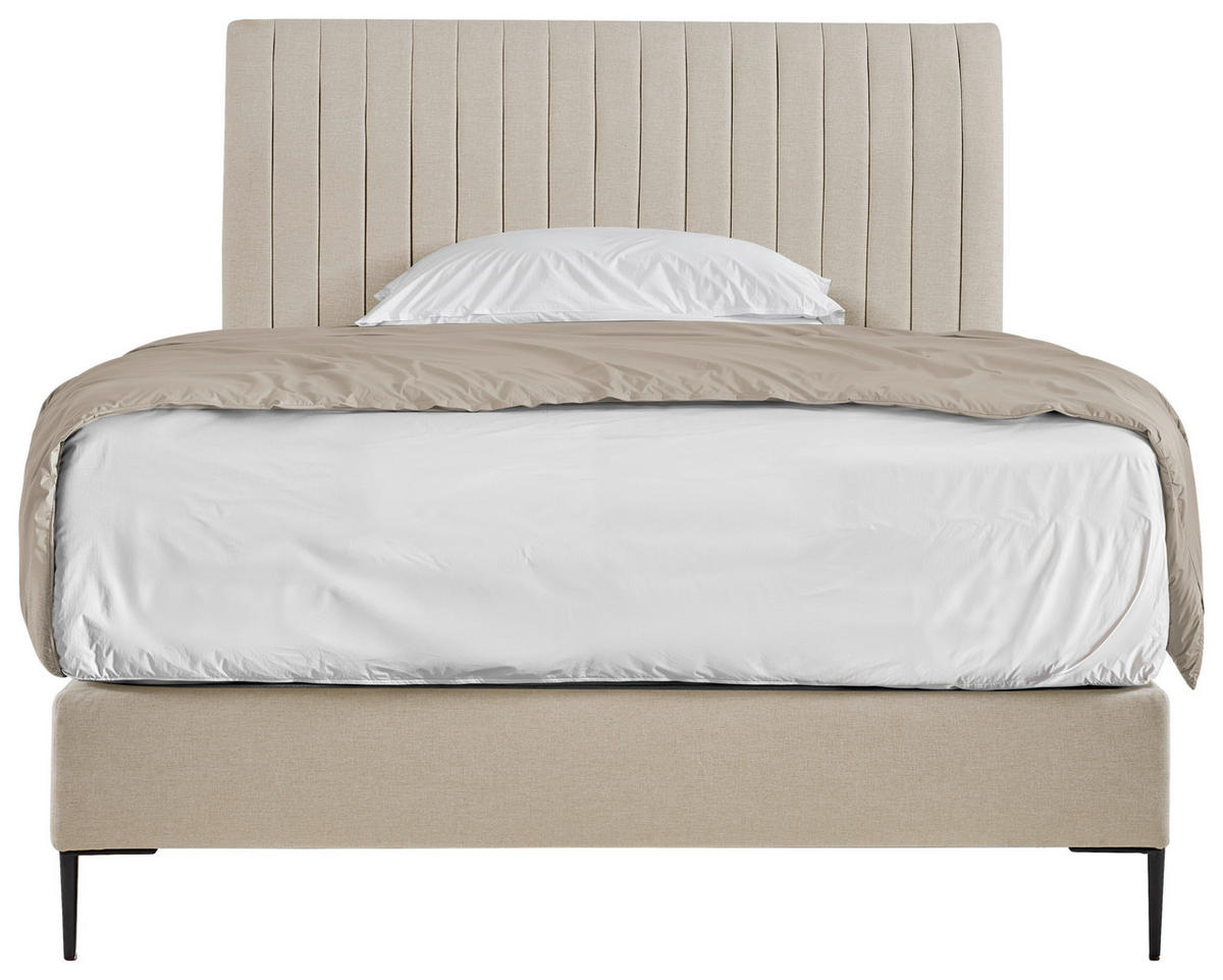 BOXSPRINGOVÁ POSTEĽ, 140/200 cm, krémová - čierna/prírodná farba, Modern, kov/kompozitné drevo (140/200cm) - MID.YOU