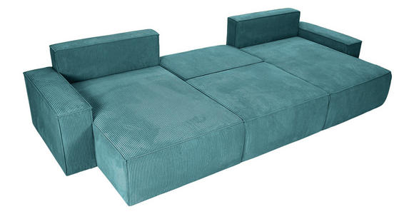 WOHNLANDSCHAFT  in Cord Petrol  - Petrol/Schwarz, KONVENTIONELL, Kunststoff/Textil (155/348/155cm) - Carryhome