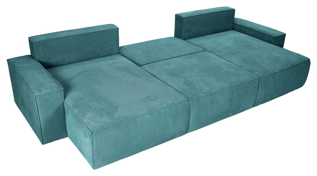 WOHNLANDSCHAFT Petrol Cord  - Petrol/Schwarz, KONVENTIONELL, Kunststoff/Textil (155/348/155cm) - Carryhome