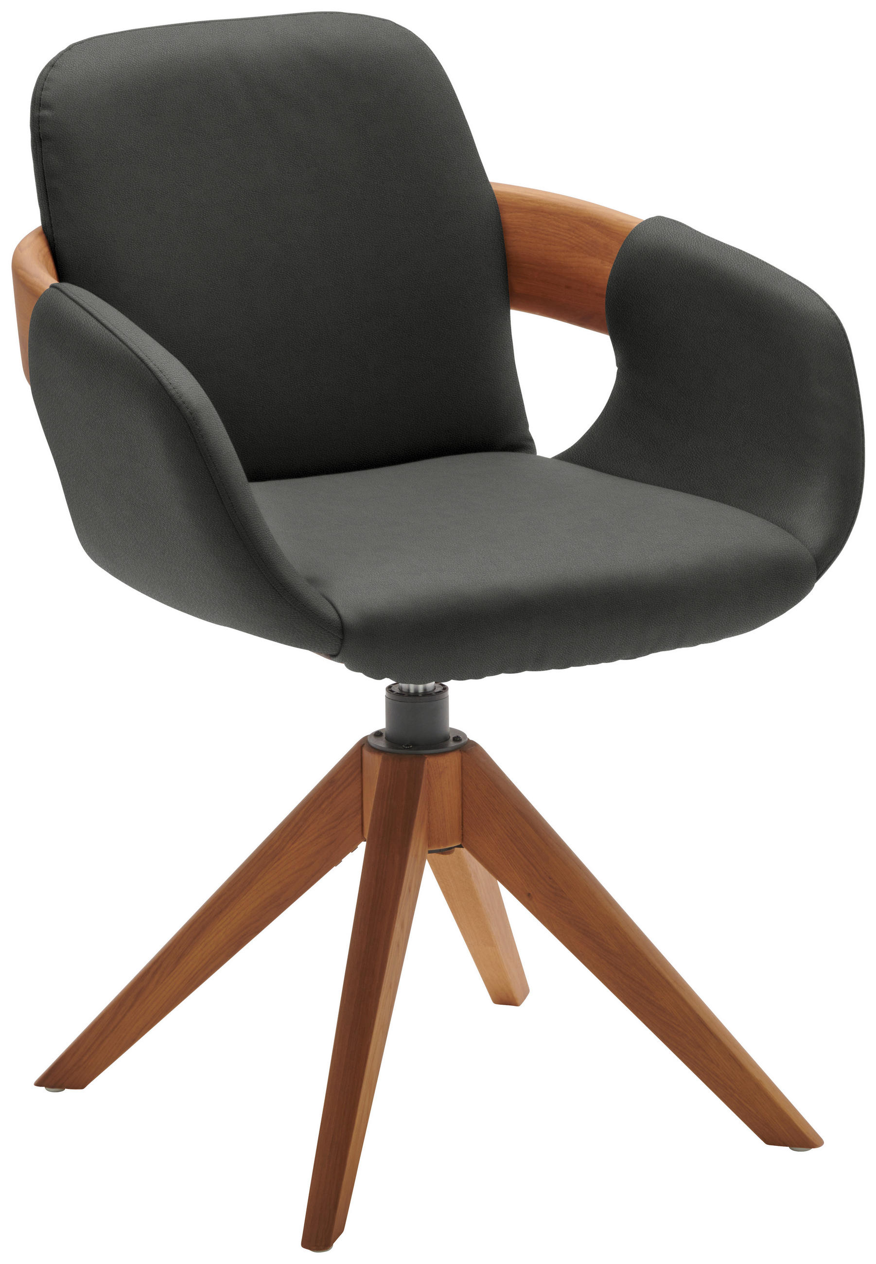 ARMLEHNSTUHL  Lederauswahl, Stoffauswahl, Typenauswahl, Sitzfläche 360° drehbar, automatische Rückholfunktion  Echtleder  - Eichefarben/Cognac, Natur, Leder/Holz (60/86/60cm) - Valnatura