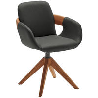 ARMLEHNSTUHL  Lederauswahl, Stoffauswahl, Typenauswahl, Sitzfläche 360° drehbar, automatische Rückholfunktion  Echtleder  - Eichefarben/Cognac, Natur, Leder/Holz (60/86/60cm) - Valnatura