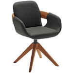 ARMLEHNSTUHL  Lederauswahl, Stoffauswahl, Typenauswahl, Sitzfläche 360° drehbar, automatische Rückholfunktion  Echtleder  - Eichefarben/Cognac, Natur, Leder/Holz (60/86/60cm) - Valnatura