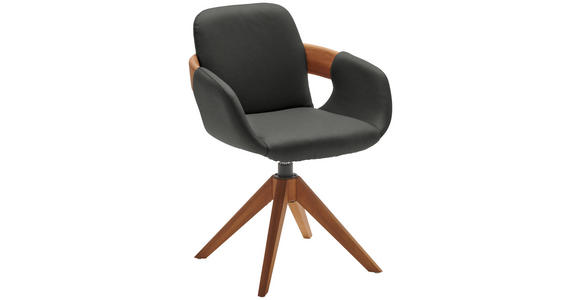 ARMLEHNSTUHL  Lederauswahl, Stoffauswahl, Typenauswahl, Sitzfläche 360° drehbar, automatische Rückholfunktion  Echtleder  - Eichefarben/Cognac, Natur, Leder/Holz (60/86/60cm) - Valnatura