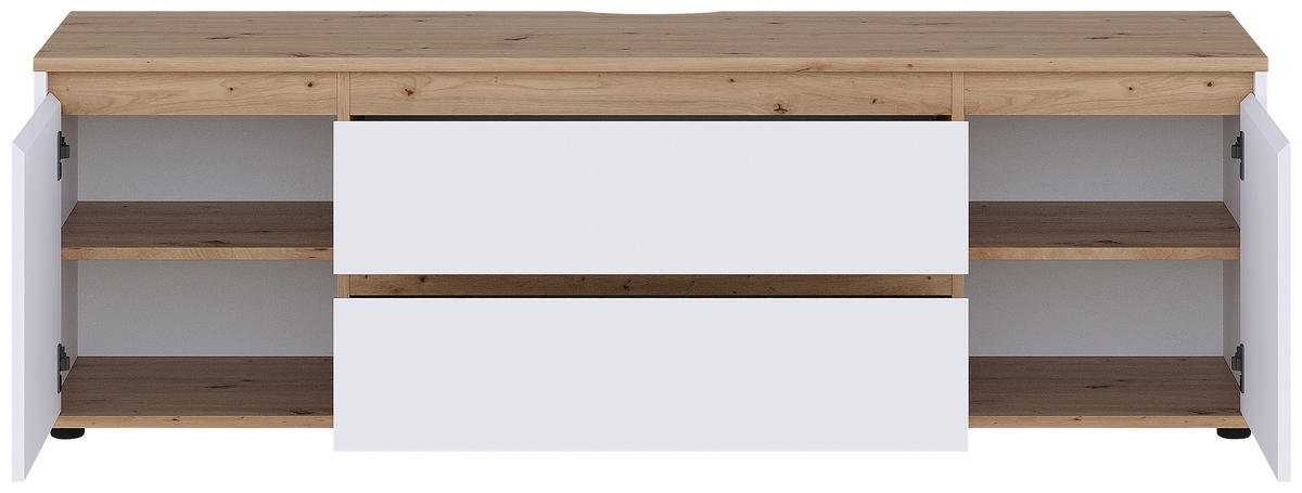 LOWBOARD  160/50/42 cm 2 Schublade(n) stehend  - Schwarz/Weiß, MODERN, Holzwerkstoff/Kunststoff (160/50/42cm) - Carryhome