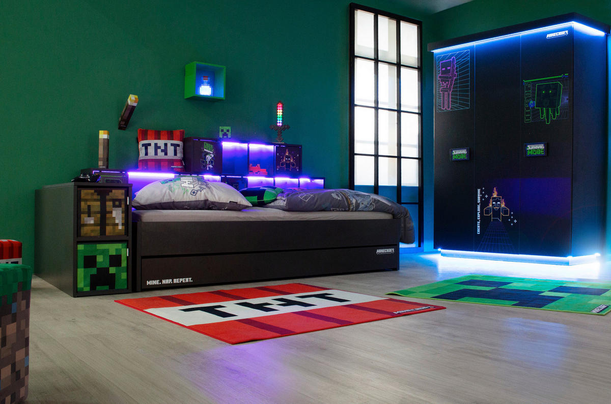 KLEIDERSCHRANK 3-türig Anthrazit  - Anthrazit/Weiß, MODERN, Holzwerkstoff (134/200/50cm) - Minecraft