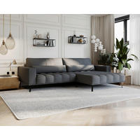 ECKSOFA Anthrazit Cord  - Anthrazit/Schwarz, Design, Textil/Metall (291/204cm) - Lomoco