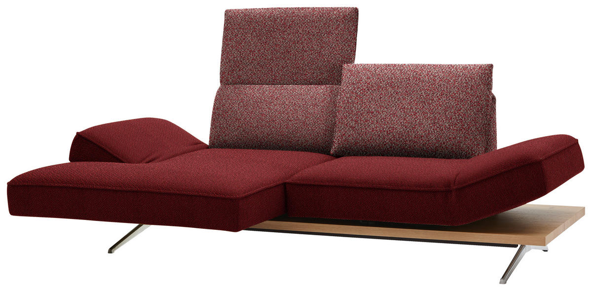 ECKSOFA in Flachgewebe Rot  - Chromfarben/Rot, Design, Holz/Textil (132/240cm) - Koinor