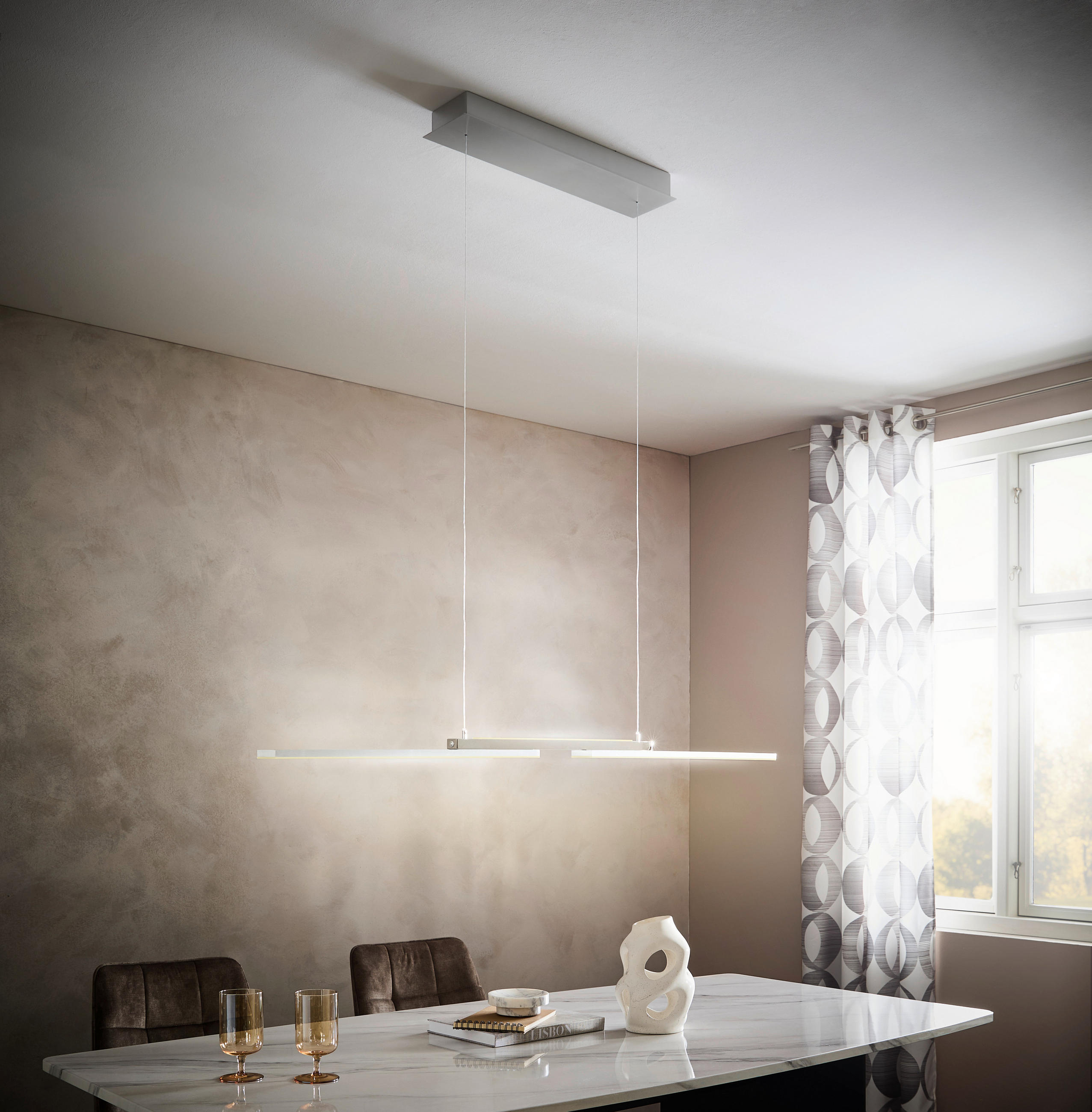 LED-HÄNGELEUCHTE 130/13/150 cm    - Nickelfarben, Design, Metall (130/13/150cm) - Hell