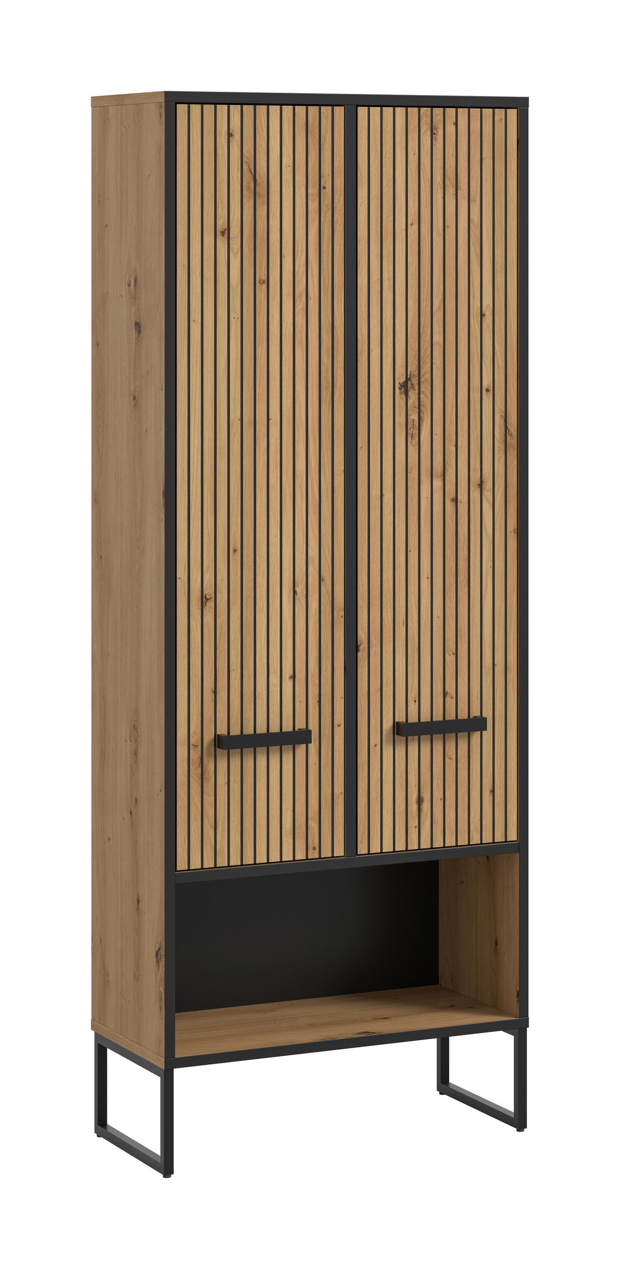 HÖGSKÅP ek Artisan, svart 159/59/32 cm
