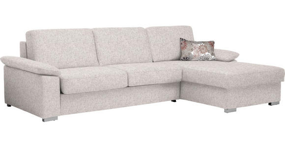 ECKSOFA in Flachgewebe Hellgrau - Chromfarben/Hellgrau, KONVENTIONELL, Textil/Metall (285/176cm) - Novel