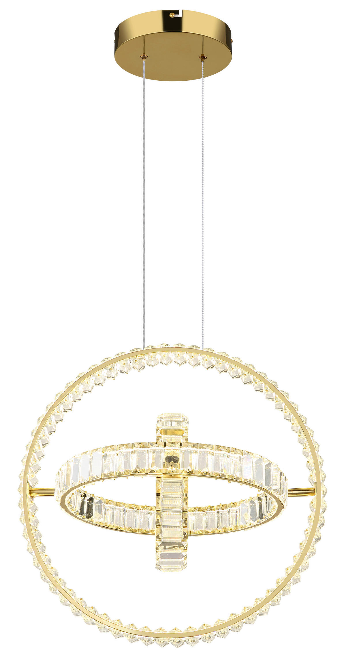 LED-HÄNGELEUCHTE 50/40/120 cm    - Klar/Goldfarben, Design, Glas/Metall (50/40/120cm) - Globo
