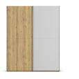 SCHWEBETÜRENSCHRANK 180/223/68 cm 2-türig Eichefarben, Chromfarben, Hellgrau  - Chromfarben/Eichefarben, Design, Glas/Holz (180/223/68cm) - Novel