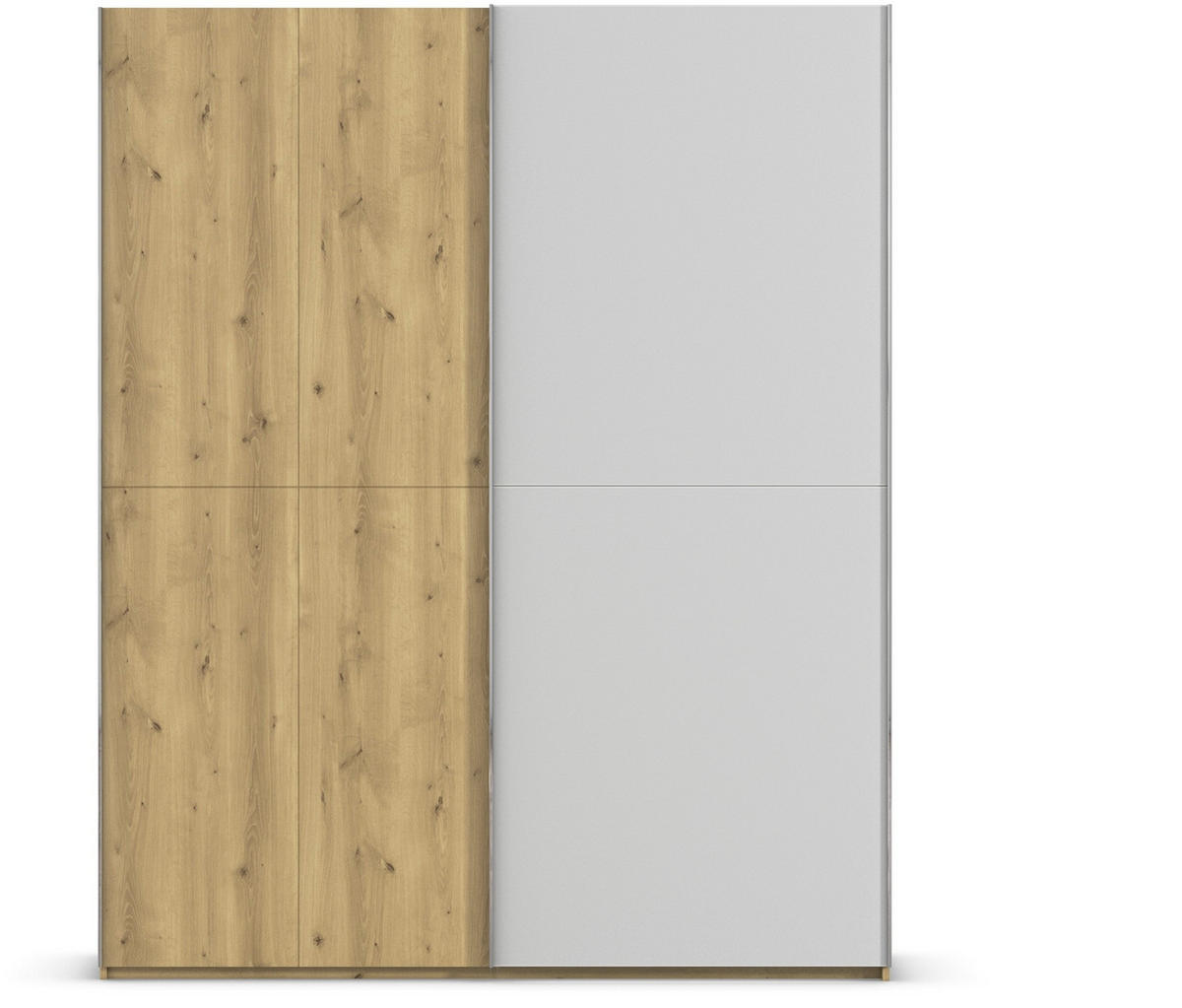 SCHWEBETÜRENSCHRANK 180/223/68 cm 2-türig Eichefarben, Chromfarben, Hellgrau  - Chromfarben/Eichefarben, Design, Glas/Holz (180/223/68cm) - Novel
