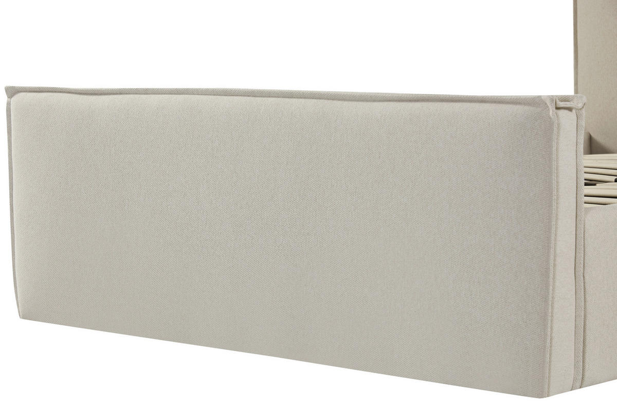 POLSTERBETT 140/200 cm,  in Creme, Lattenrost, Bettkasten,  - Creme/Schwarz, MODERN, Holz/Kunststoff (140/200cm) - Livetastic
