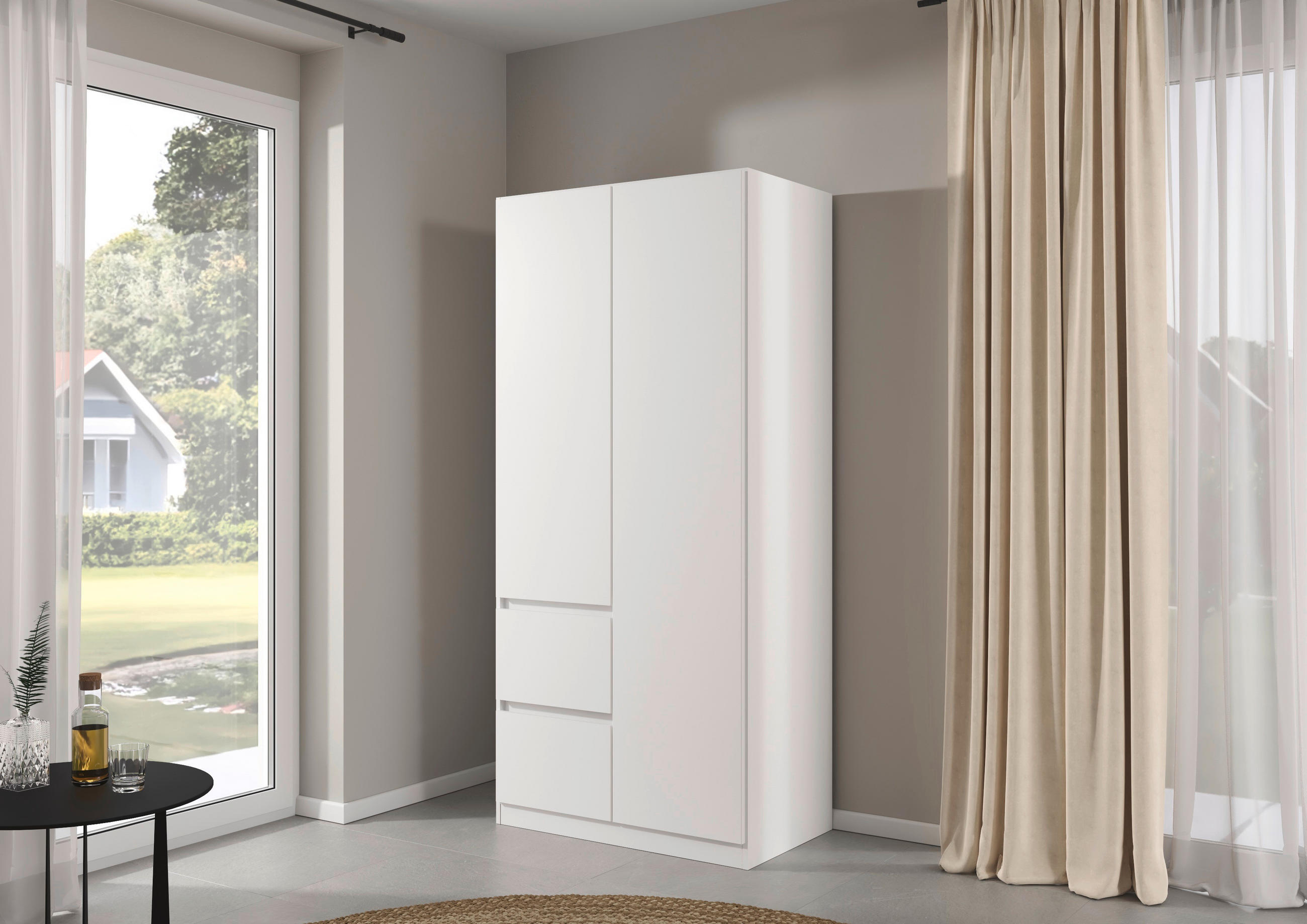 Nidda B: 91 cm vit 91/197/54 cm 2-dörrar - vit, Basics, trämaterial (91/197/54cm) - Rauch Möbel