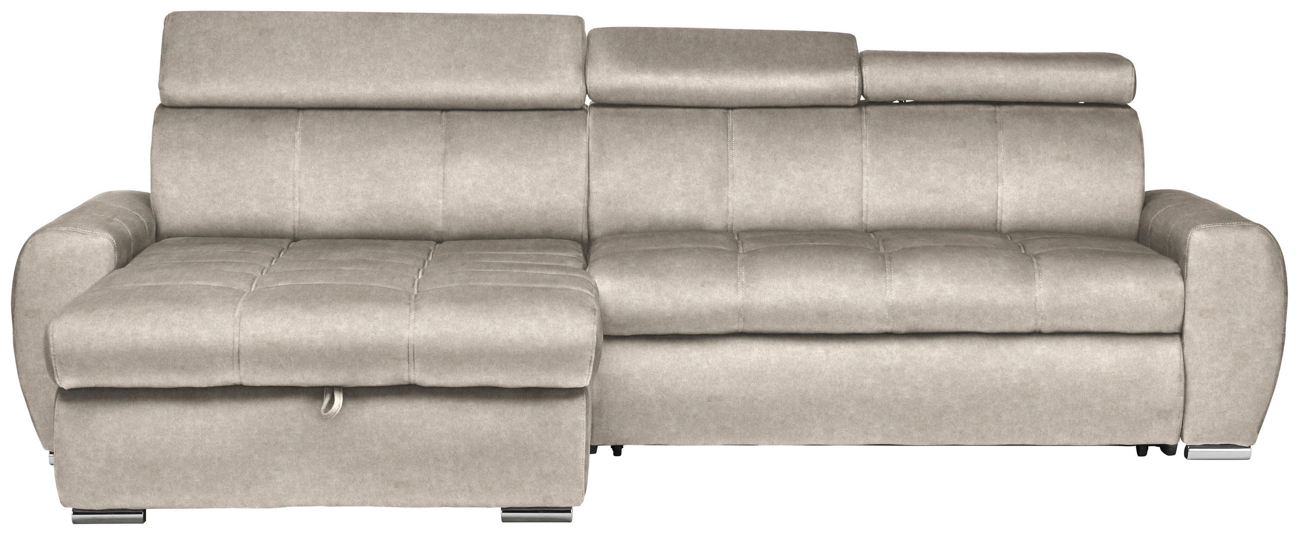 ECKSOFA in Velours Hellbraun  - Chromfarben/Hellbraun, Design, Kunststoff/Textil (173/276cm) - Stylife