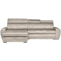 ECKSOFA in Velours Hellbraun  - Chromfarben/Hellbraun, Design, Kunststoff/Textil (173/276cm) - Stylife