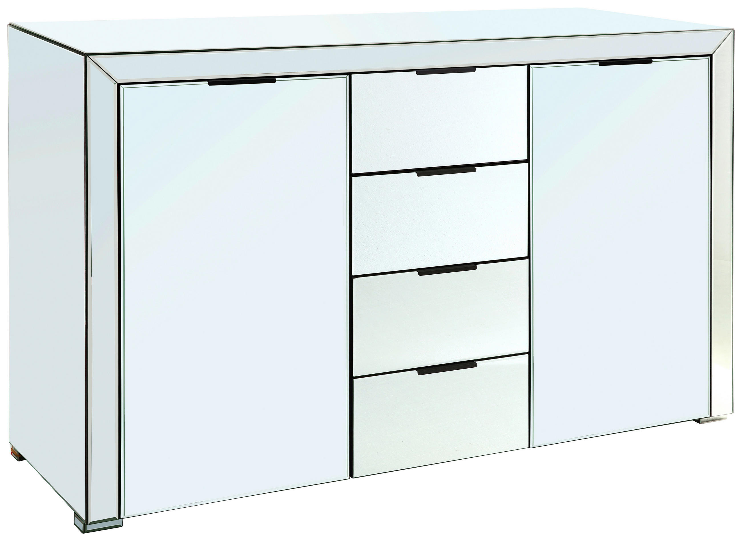 Sideboard BUX Spiegel 130/83/41 cm  in Klar  - Klar/Schwarz, Design, Glas/Holzwerkstoff (130/83/41cm) - MID.YOU