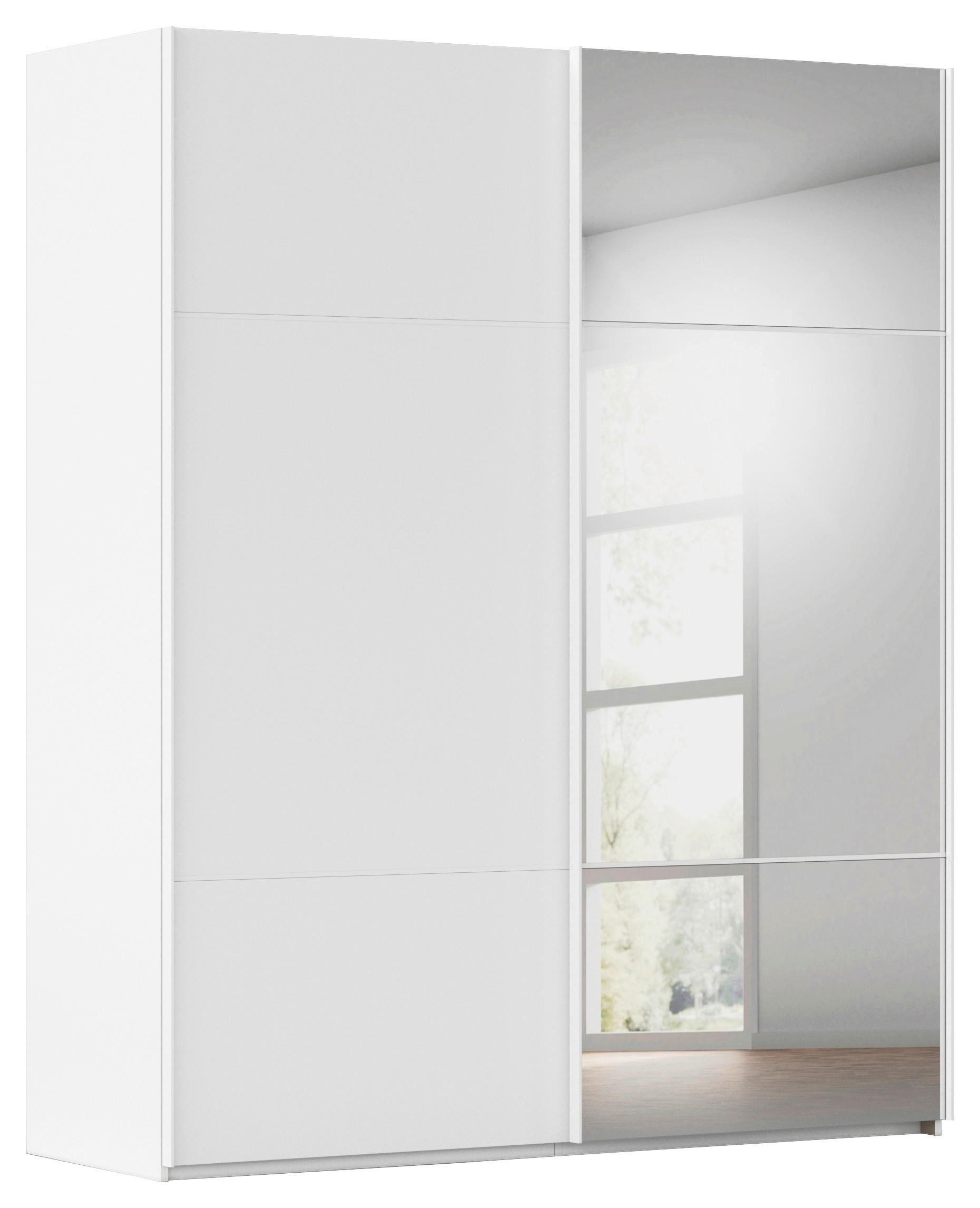 SCHWEBETÜRENSCHRANK 162/223/68 cm 2-türig Weiß  - Beige/Hellgrau, KONVENTIONELL, Glas/Holzwerkstoff (162/223/68cm) - Novel
