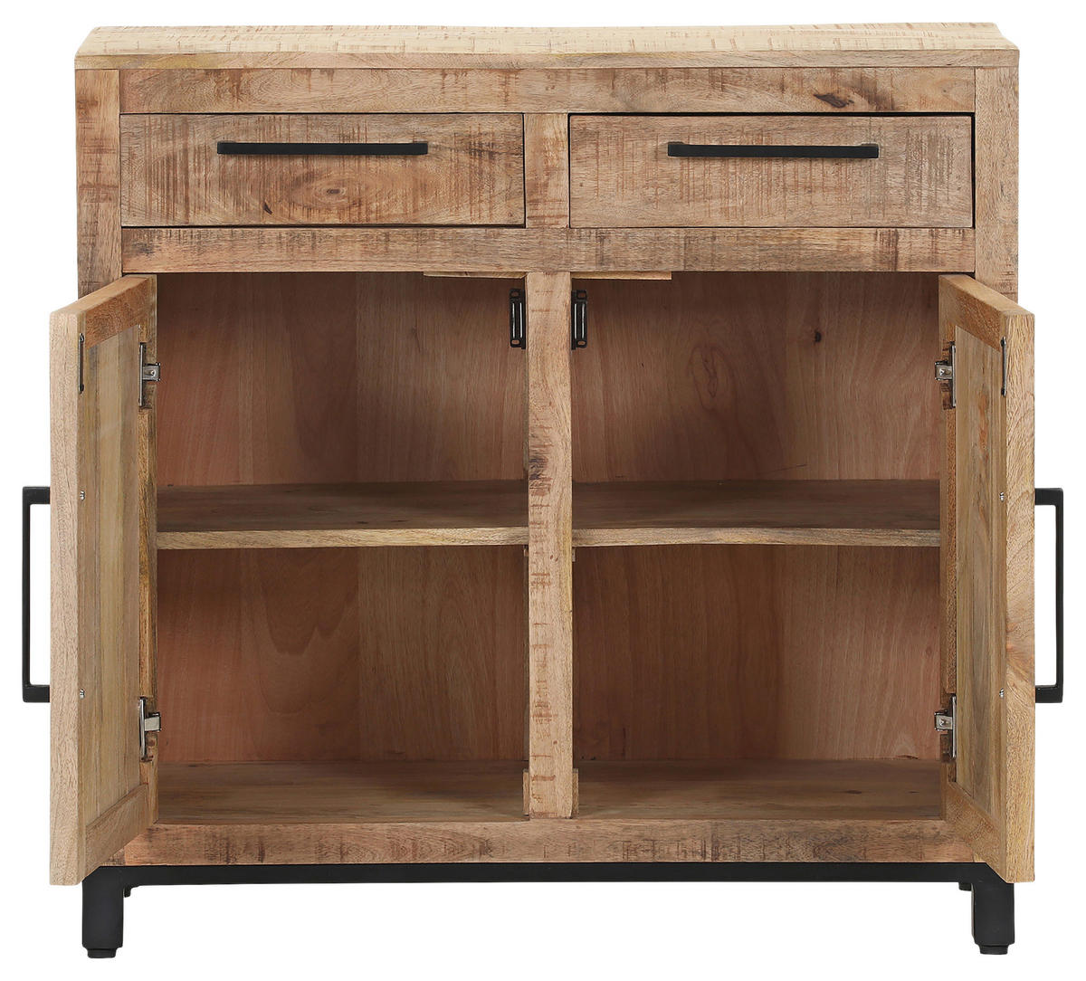 KOMMODE , 90/85/40 cm, 2 Schublade(n)  - Schwarz/Naturfarben, Design, Holz/Metall (90/85/40cm) - Landscape